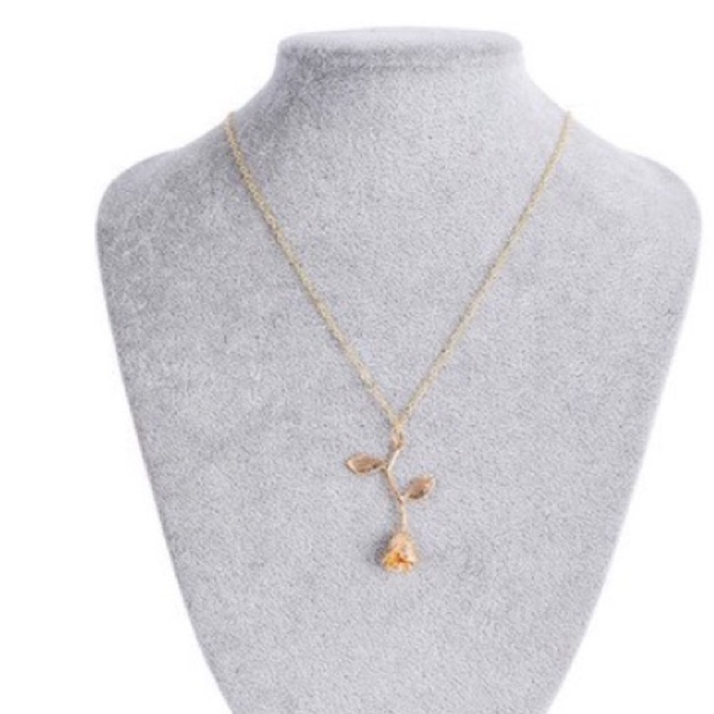 Rose gold rose pendant Necklace